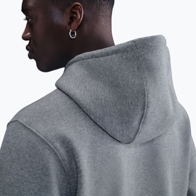 Férfi pulóver Nike Club Pullover Hoodie dark grey heather/light smoke grey/white 5