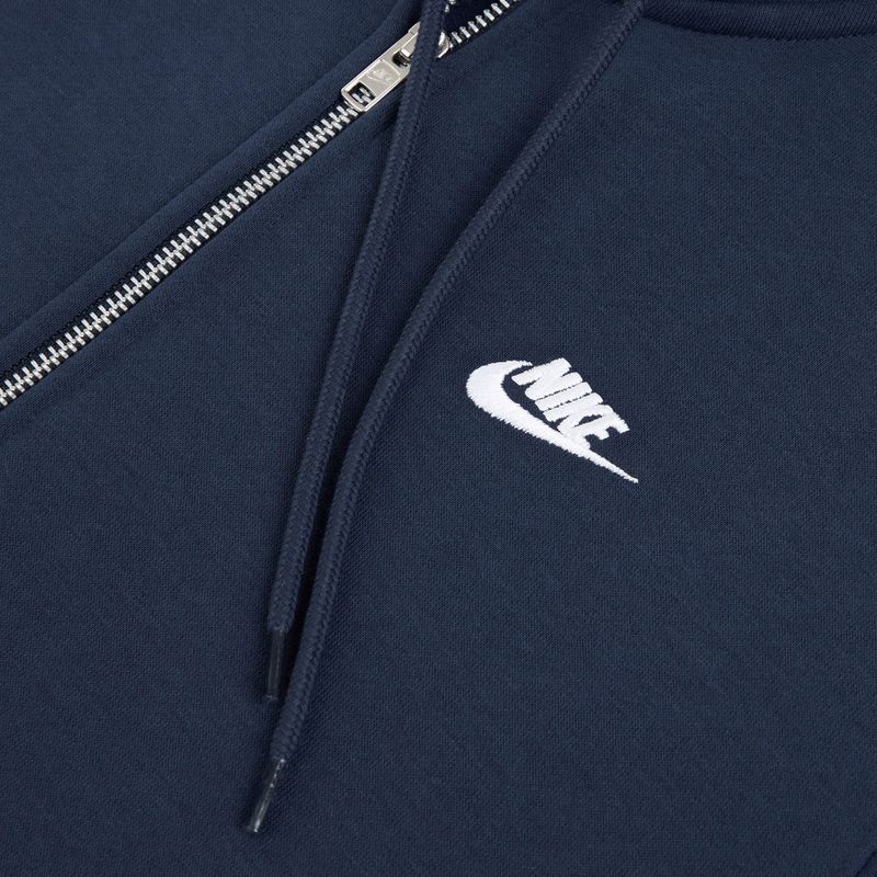 Férfi Nike Club teljes cipzáras kapucnis pulóver obszidián/obszidián/fehér 8
