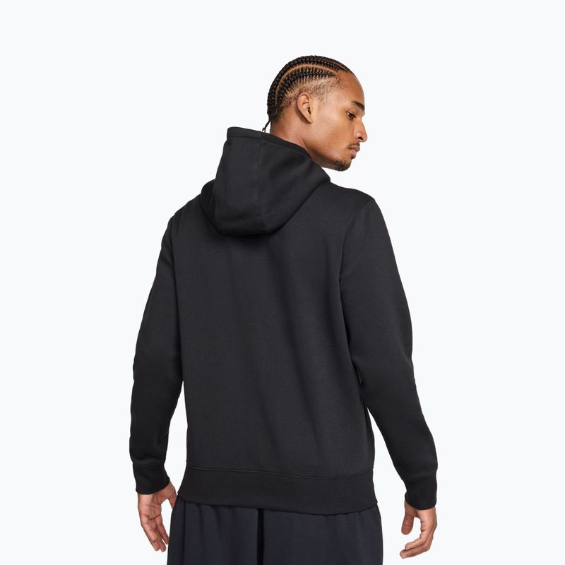 Férfi kapucnis pulóver Nike Club Full Zip Hoodie black/black/white 3