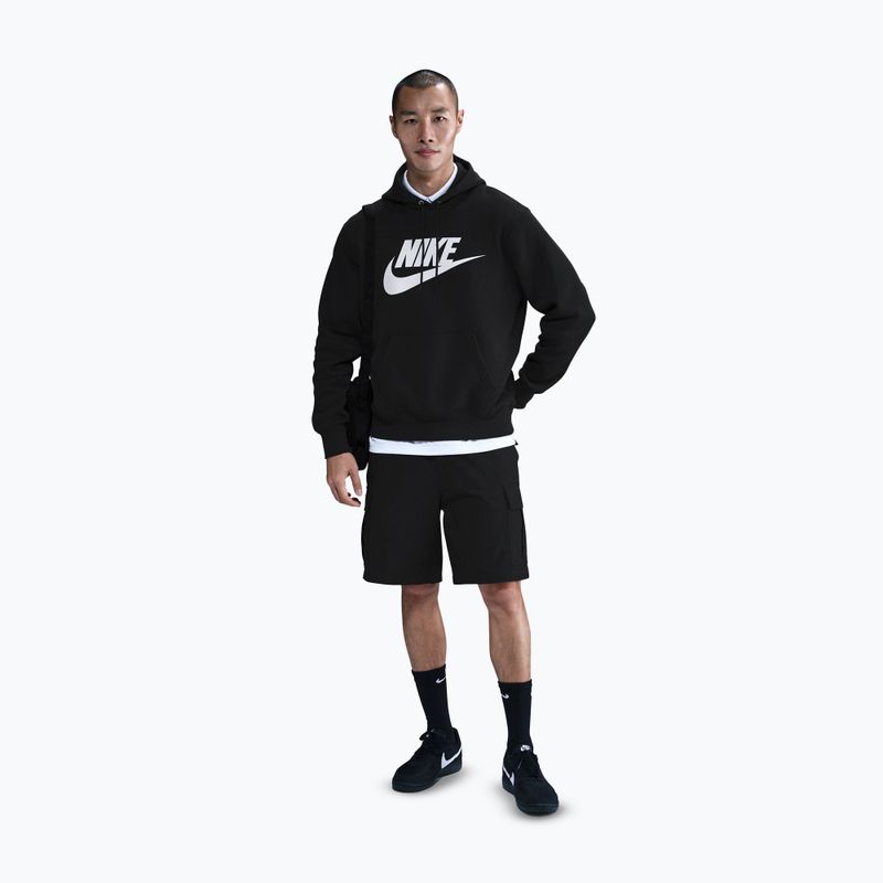 Férfi kapucnis pulóver Nike Club Pullover Hoodie black/black/white 2