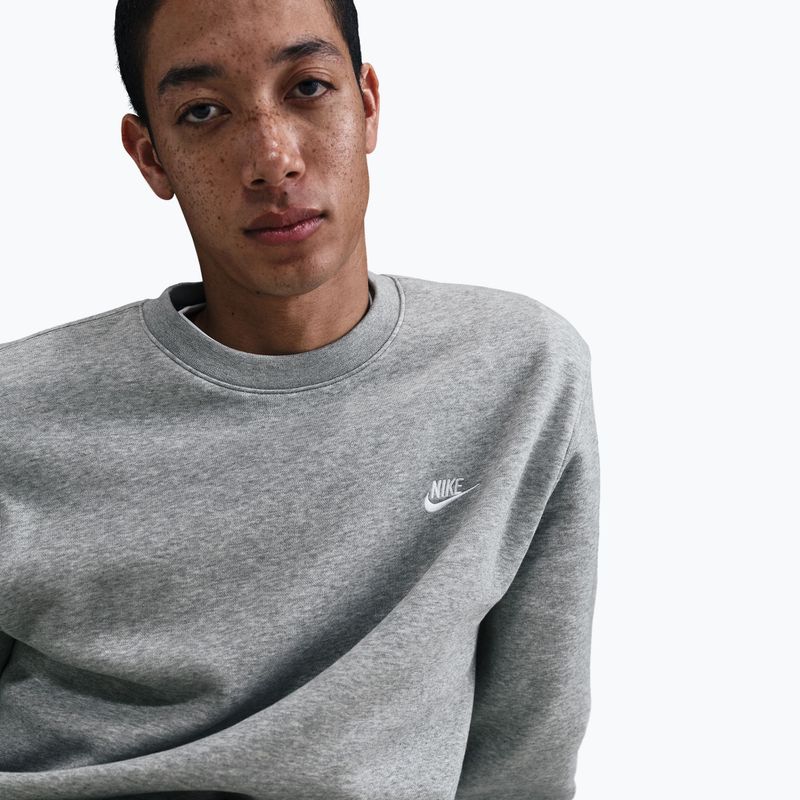 Férfi Nike Club Fleece Crew pulóver sötétszürke szürke/fehér 4