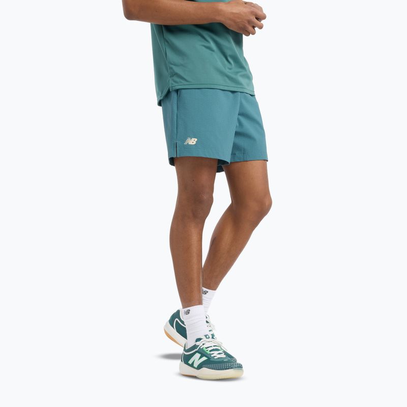 Férfi New Balance Tournament Seersucker rövid új spruc tenisz rövidnadrág 5