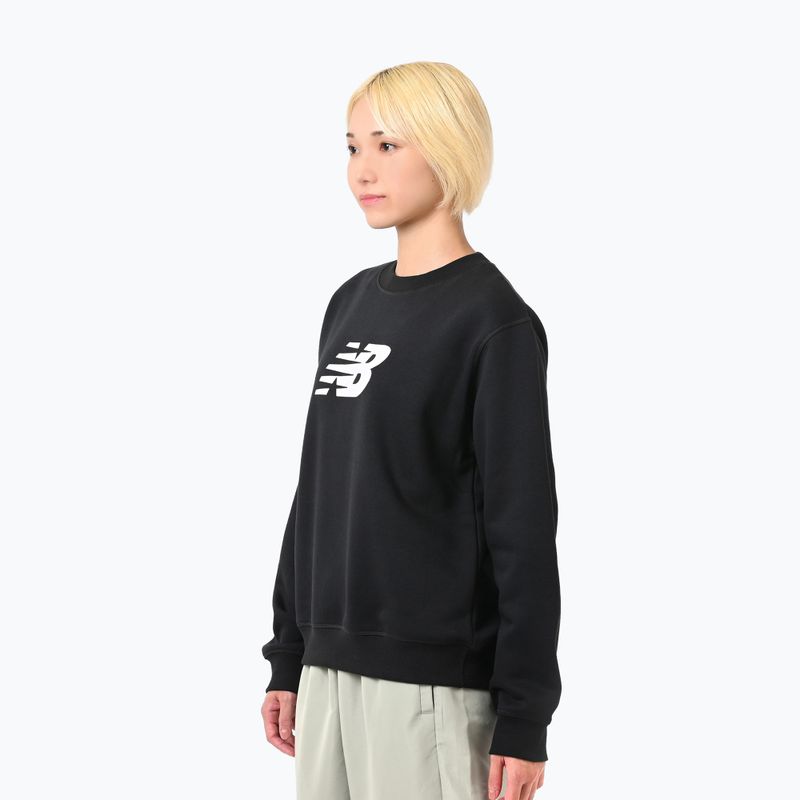 Női New Balance Sport Fleece Logo Crew pulóver fekete 3