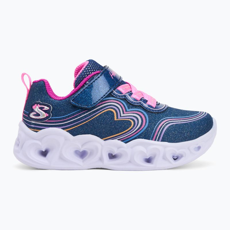 SKECHERS Heart Lights Retro Hearts gyerek cipő navy bőr/multi trim 2