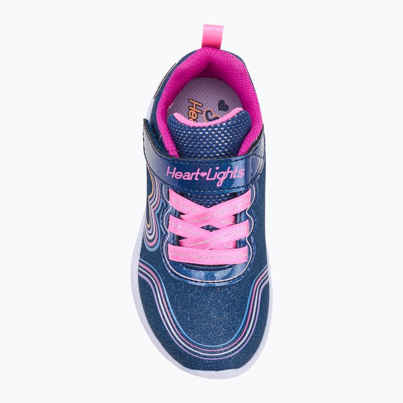 SKECHERS Heart Lights Retro Hearts gyerek cipő navy bőr/multi trim 5