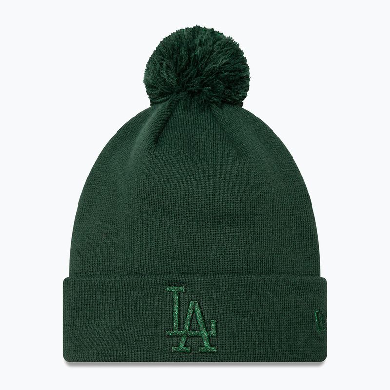 Női baseballsapka New Era Metallic Bobble Knit Beanie Los Angeles Dodgers dark green