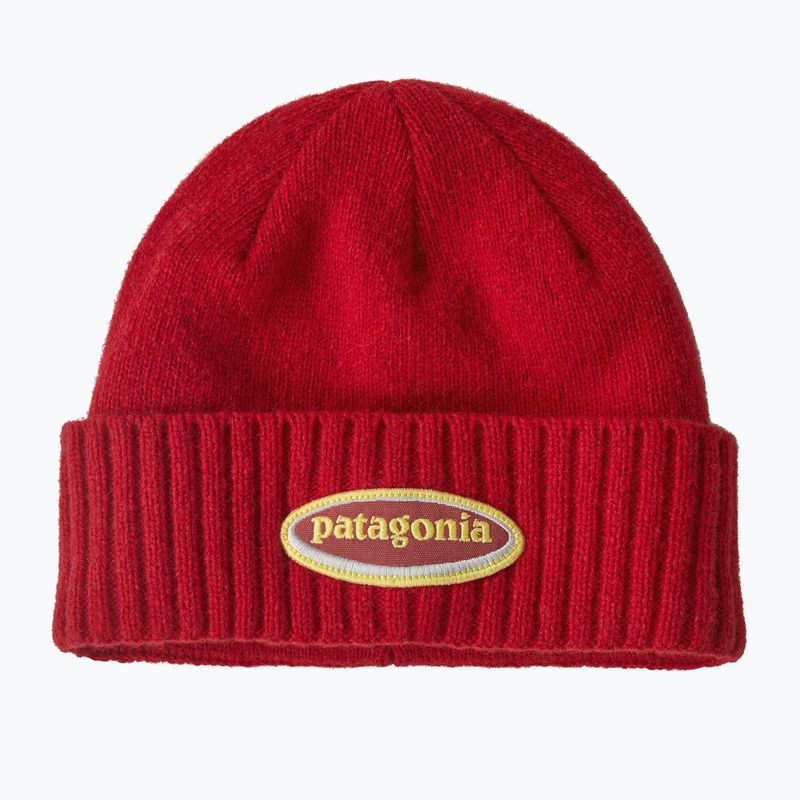 Patagonia Brodeo Beanie téli sapka ovális logó: amanita piros