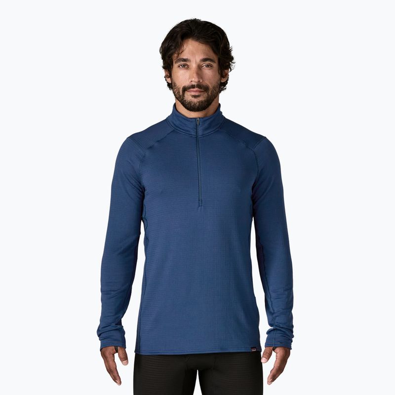 Férfi Patagonia Cap Thermal Weight Zip Neck pulóver clement kék