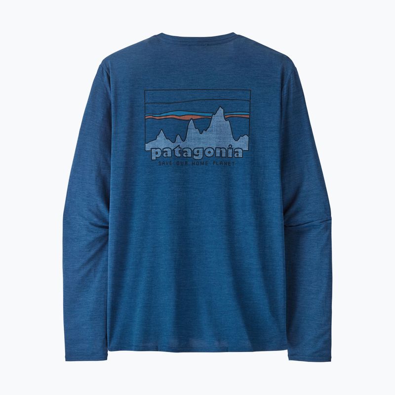 Férfi Patagonia Cap Cool Daily Graphic Shirt '73 skyline / clement blue x-dye hosszú ujjú póló