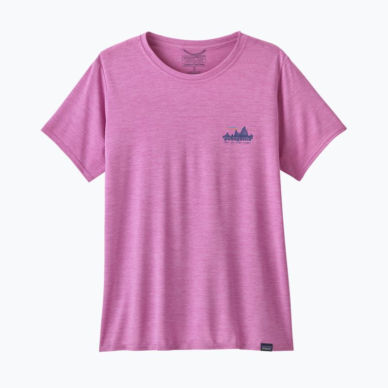 Női Patagonia Cap Cool Daily grafikus póló '73-as égbolt / élénk lila x-festés 4