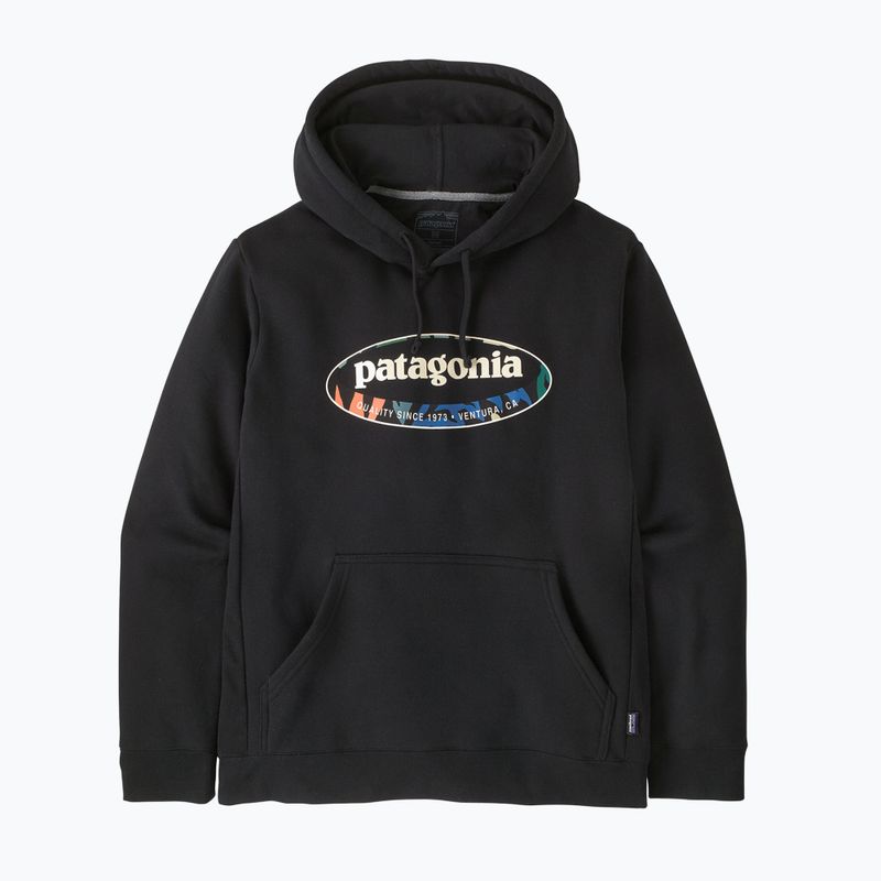 Férfi pulóver Patagonia '95 Oval Logo Uprisal Hoody Black: Kaleido