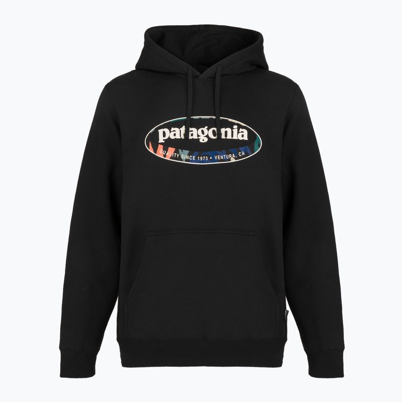 Férfi pulóver Patagonia '95 Oval Logo Uprisal Hoody Black: Kaleido