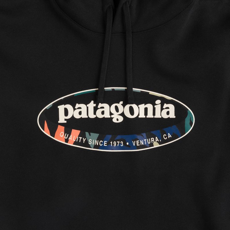Férfi pulóver Patagonia '95 Oval Logo Uprisal Hoody Black: Kaleido 3