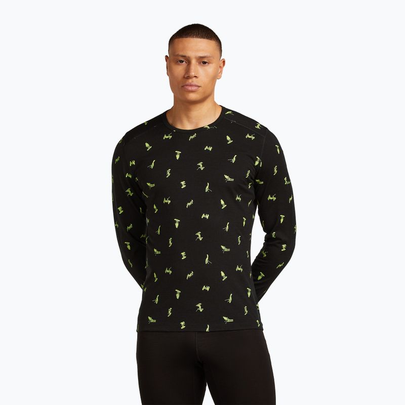 Férfi thermoaktív pulóver icebreaker Merino 200 Oasis Crewe Snow Day fekete/peridot/aop