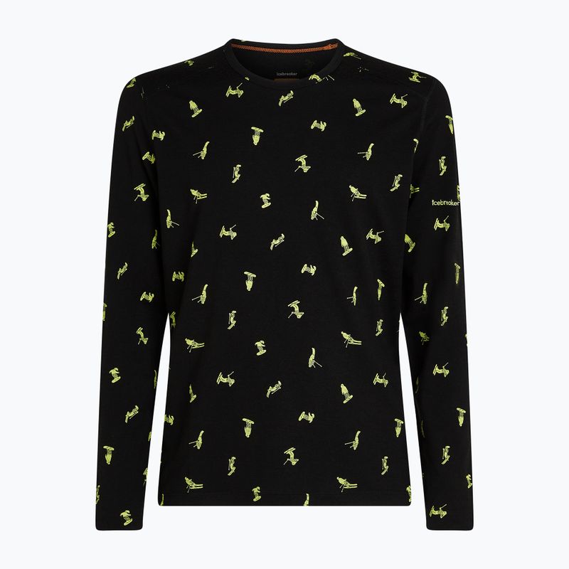 Férfi thermoaktív pulóver icebreaker Merino 200 Oasis Crewe Snow Day fekete/peridot/aop 8