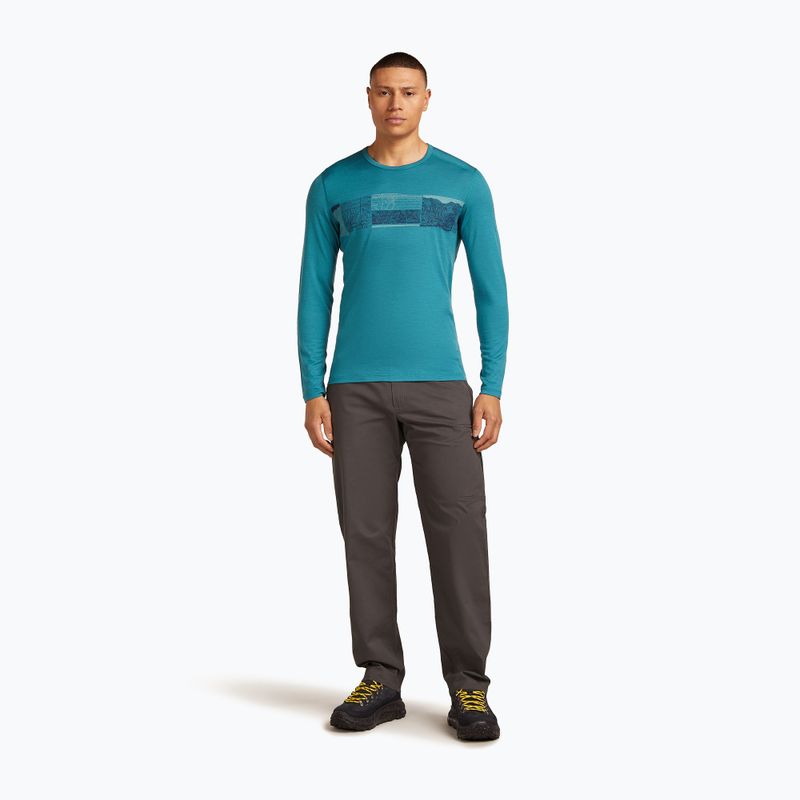 Férfi Icebreaker Merino 200 Oasis Crewe Crewe Elevation Line topaz termikus hosszú ujjú ruha 2