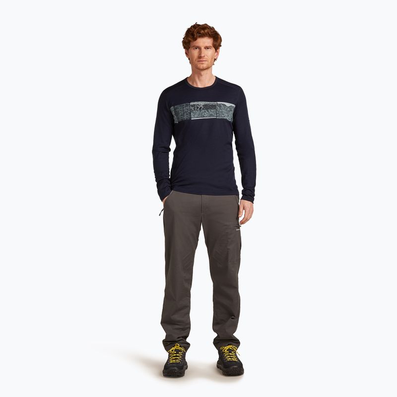 Férfi Icebreaker Merino 200 Oasis Crewe Crewe Elevation Line midnight navy thermo hosszú ujjú ruha 2