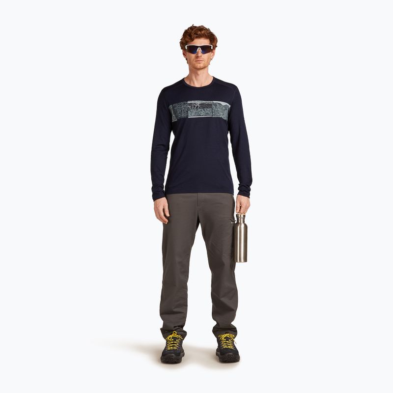 Férfi Icebreaker Merino 200 Oasis Crewe Crewe Elevation Line midnight navy thermo hosszú ujjú ruha 4