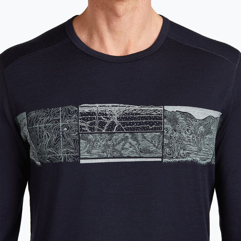 Férfi Icebreaker Merino 200 Oasis Crewe Crewe Elevation Line midnight navy thermo hosszú ujjú ruha 5