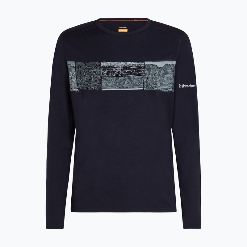 Férfi Icebreaker Merino 200 Oasis Crewe Crewe Elevation Line midnight navy thermo hosszú ujjú ruha 7
