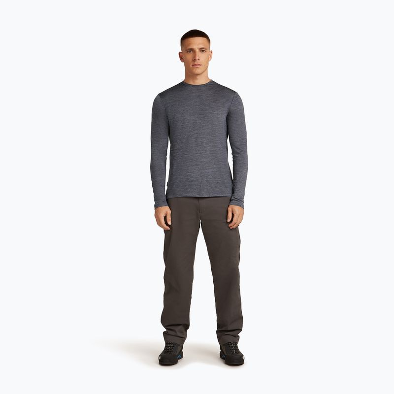 Férfi hosszú ujjú túrapóló icebreaker Merino 125 Cool-Lite Sphere III Tee éjféli tengerészkék melírozott 2