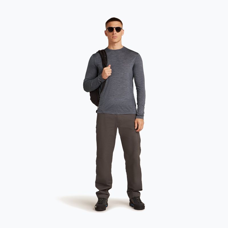 Férfi hosszú ujjú túrapóló icebreaker Merino 125 Cool-Lite Sphere III Tee éjféli tengerészkék melírozott 4