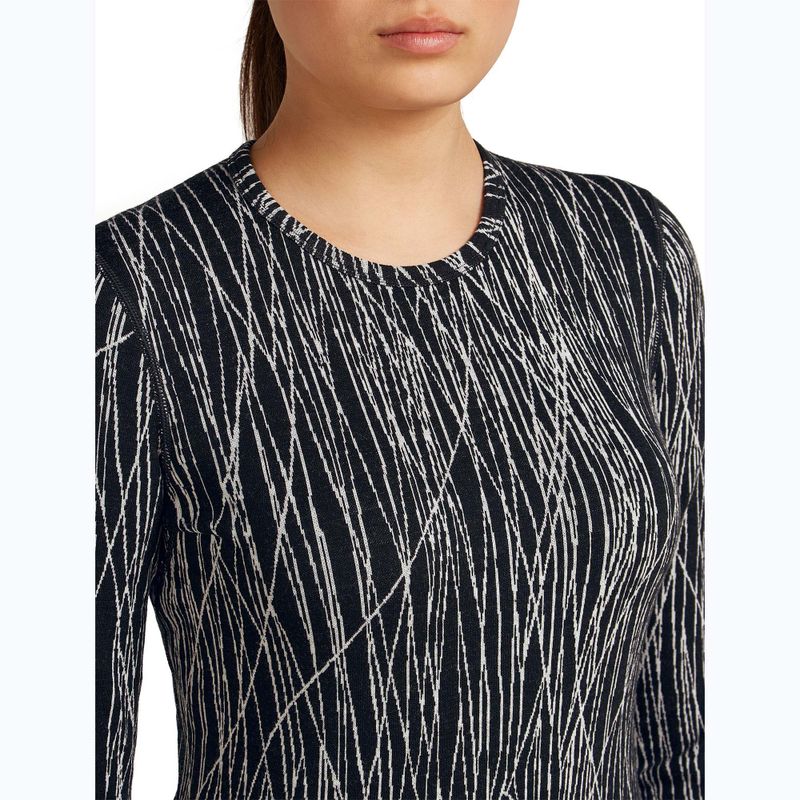 Női trekking hosszú ujjú felső Icebreaker Merino 260 Tech Vertex Crewe Delta Lines AOP black/snow/j 5