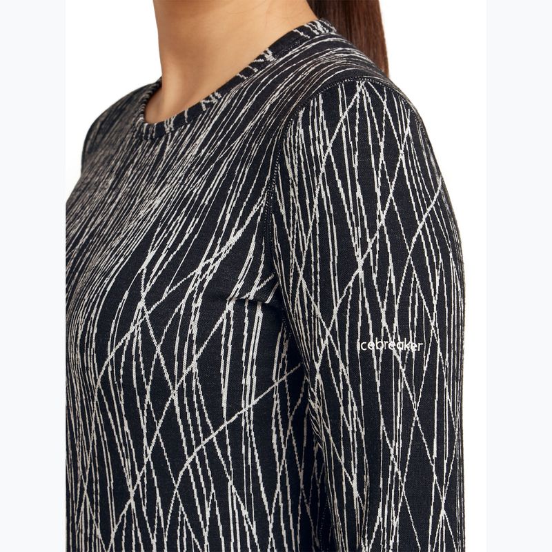 Női trekking hosszú ujjú felső Icebreaker Merino 260 Tech Vertex Crewe Delta Lines AOP black/snow/j 6