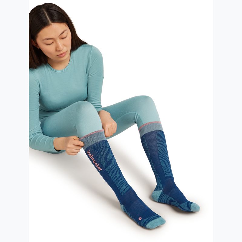 Női sízokni Icebreaker Merino Ski+ Light OTC Mountain Contour Atlantis/Hydro/Acid Pink 4