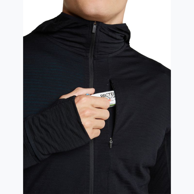 Férfi trekking pulóver Icebreaker Merino 200 Realfleece Descender Half Zip Hoodie black 7