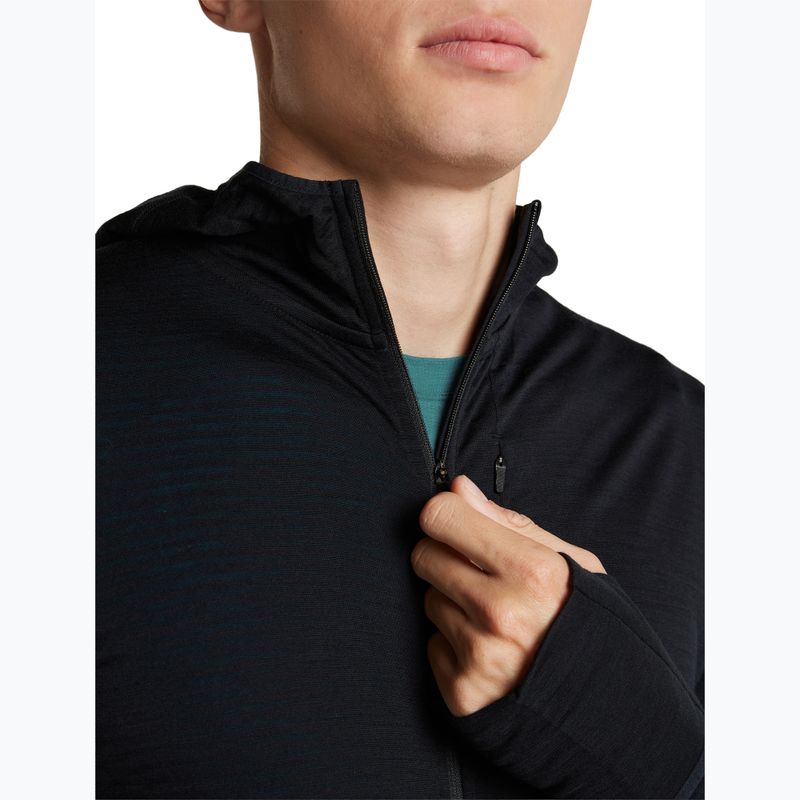 Férfi trekking pulóver Icebreaker Merino 200 Realfleece Descender Half Zip Hoodie black 8