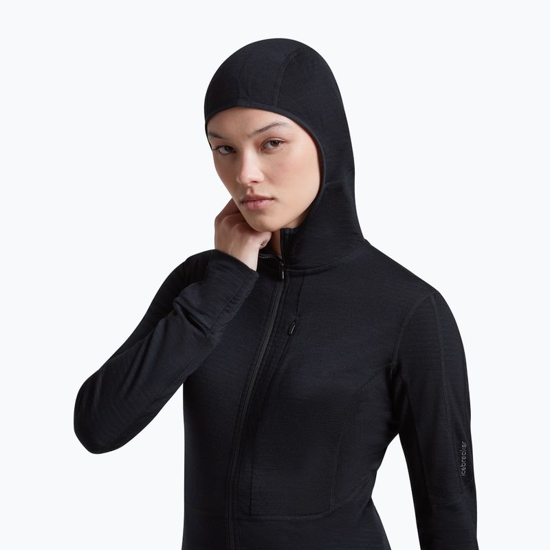 Női túra pulóver Icebreaker Merino 200 Realfleece Descender Half Zip Hoodie black 6