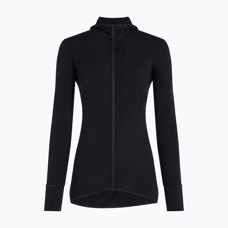 Női túra pulóver Icebreaker Merino 200 Realfleece Descender Half Zip Hoodie black 9