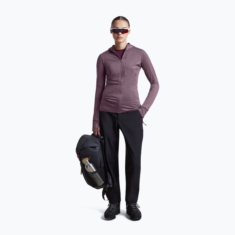 Női túra pulóver Icebreaker Merino 200 Realfleece Descender Half Zip Hoodie grey plum 2