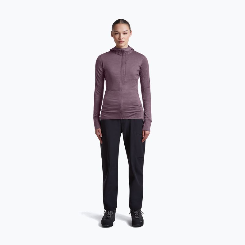 Női túra pulóver Icebreaker Merino 200 Realfleece Descender Half Zip Hoodie grey plum 4