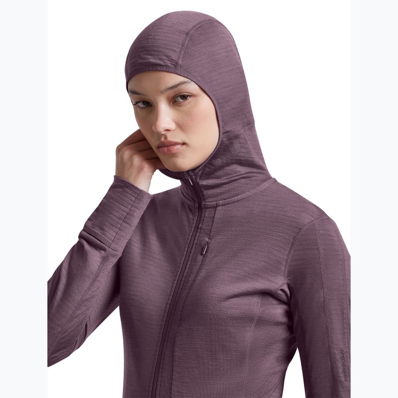Női túra pulóver Icebreaker Merino 200 Realfleece Descender Half Zip Hoodie grey plum 6