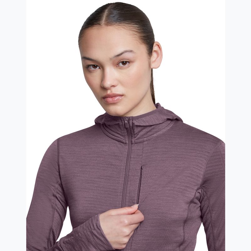 Női túra pulóver Icebreaker Merino 200 Realfleece Descender Half Zip Hoodie grey plum 7