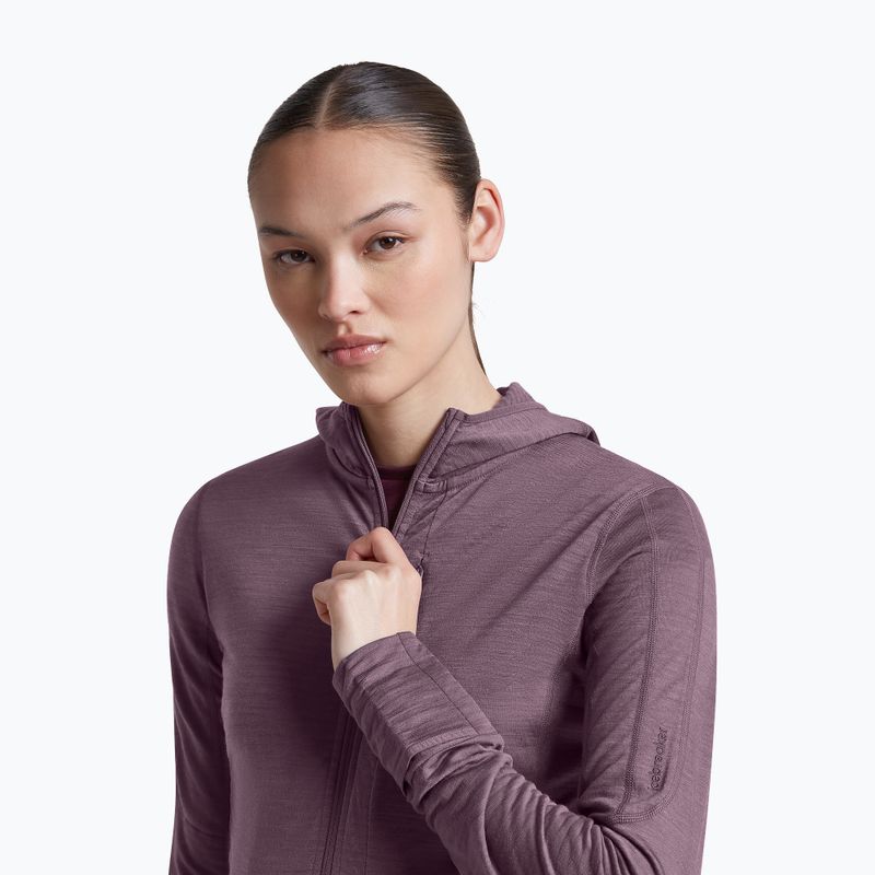 Női túra pulóver Icebreaker Merino 200 Realfleece Descender Half Zip Hoodie grey plum 8