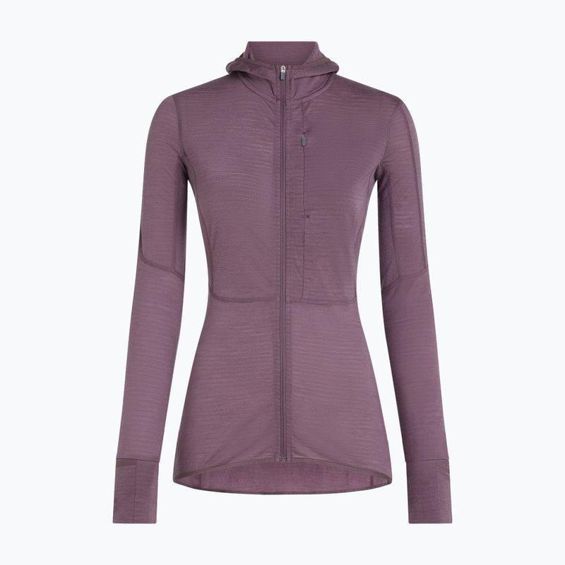 Női túra pulóver Icebreaker Merino 200 Realfleece Descender Half Zip Hoodie grey plum 10