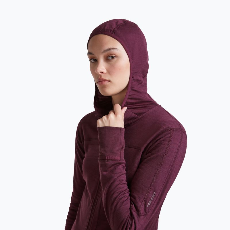 Női túra pulóver Icebreaker Merino 300 Realfleece Descender Zip Hoodie dark berry 5
