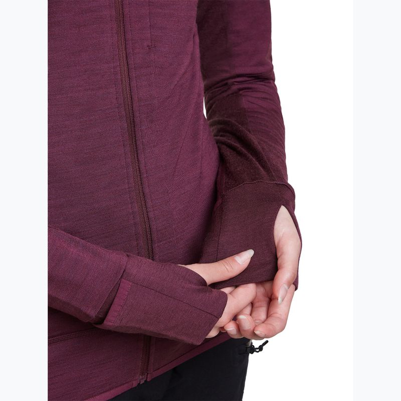 Női túra pulóver Icebreaker Merino 300 Realfleece Descender Zip Hoodie dark berry 9