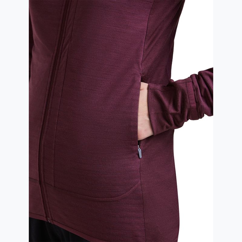 Női túra pulóver Icebreaker Merino 300 Realfleece Descender Zip Hoodie dark berry 10