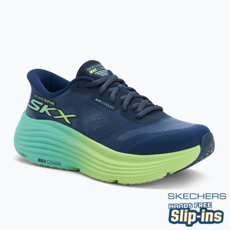Női SKECHERS Max Cushioning Endeavour Hallandale navy/lime futócipők