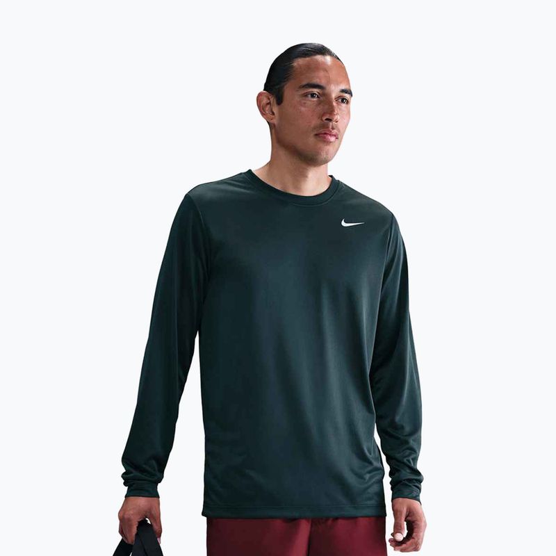 Férfi hosszú ujjú edzőpóló Nike Dri-FIT Legend seaweed/matte silver