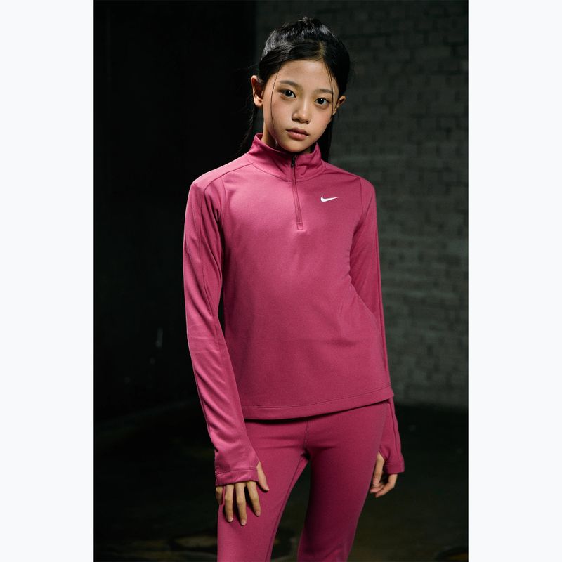 Gyerek hosszú ujjú edzőfelső Nike Dri-Fit 1/4 Zip sweet beet/white 11