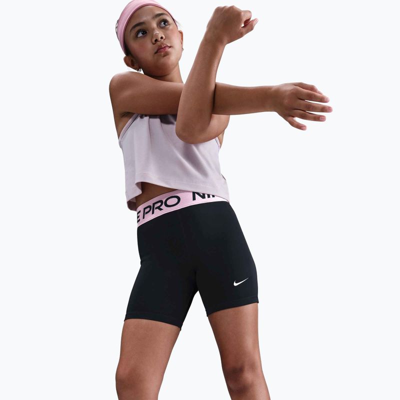 Nike Pro Dri-Fit 5" gyermek rövidnadrág fekete/med soft pink/fehér 4