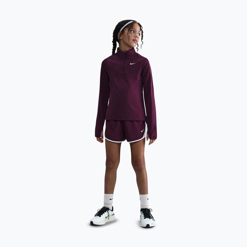 Gyerek edző hosszú ujjú póló Nike Dri-Fit 1/4 Zip bordeaux/white 2