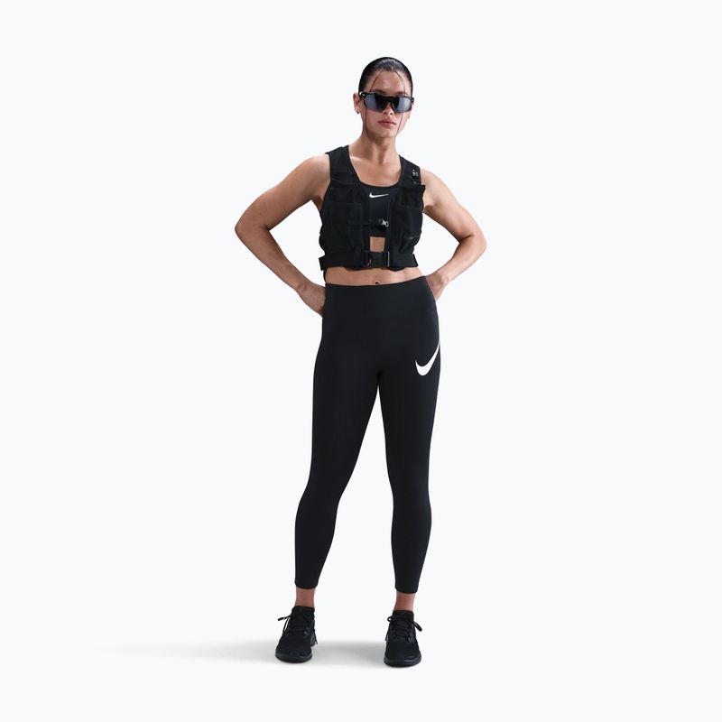 Női futóleggings Nike Tempo Swoosh Run High-Waisted 7/8 black/white 2