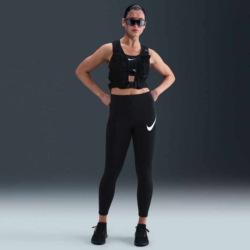 Női futóleggings Nike Tempo Swoosh Run High-Waisted 7/8 black/white 7