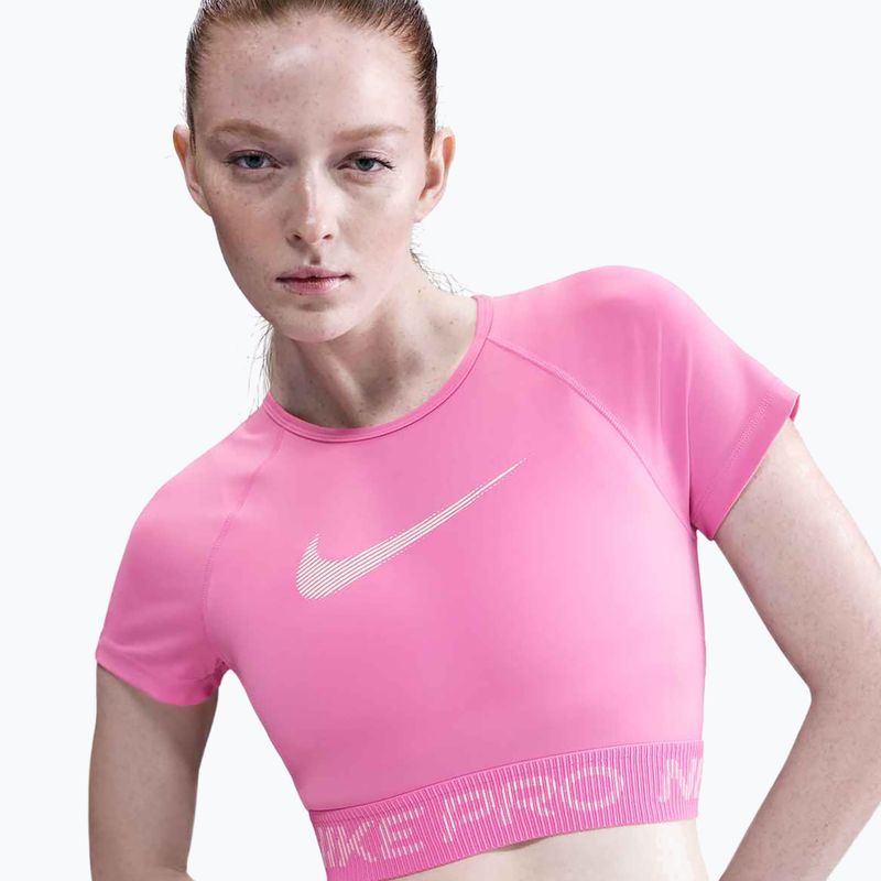 Nike Pro Dri-Fit Graphic Cropped Cropped játékos rózsaszín/rózsaszín hab/fehér női edzőfelső 4